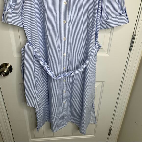 Draper James cold shoulder‎ blue striped midi shirt dress size 10 - Picture 4 of 9
